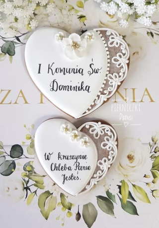 Serce komunijne z koronką duże - pierniczek wzór 15