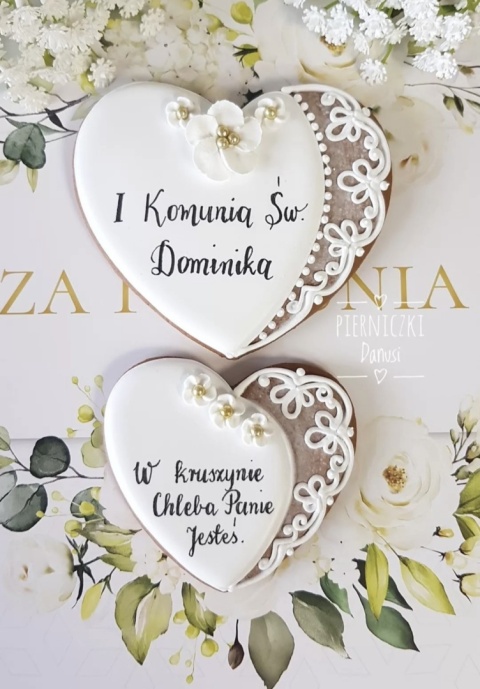 Serce komunijne z koronką duże - pierniczek wzór 15
